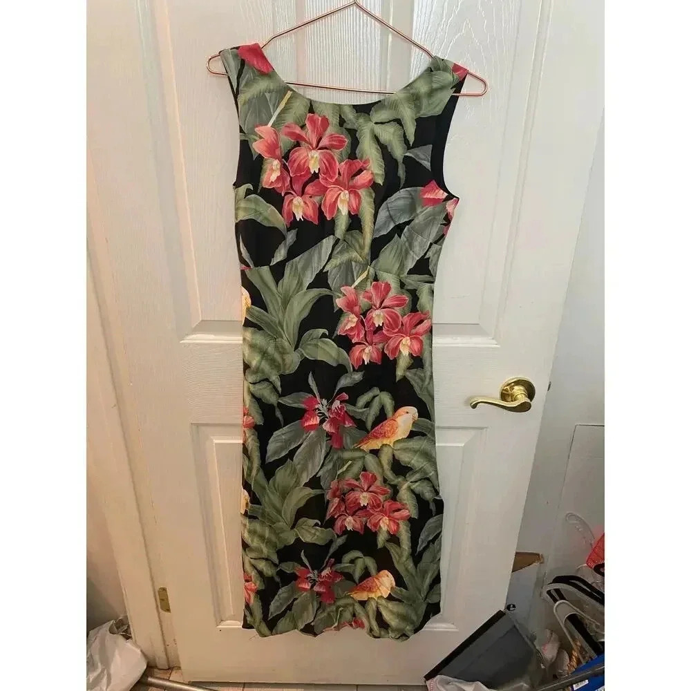 Tommy Bahama Black Silkfloral Maxi Dress Size 4